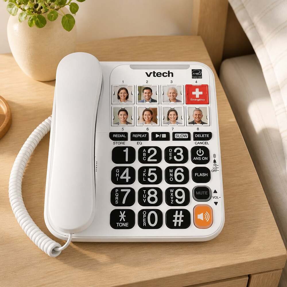 VTech SN1127 Amplified Corded Answering System w/Photo Speed Dial &Big Buttons